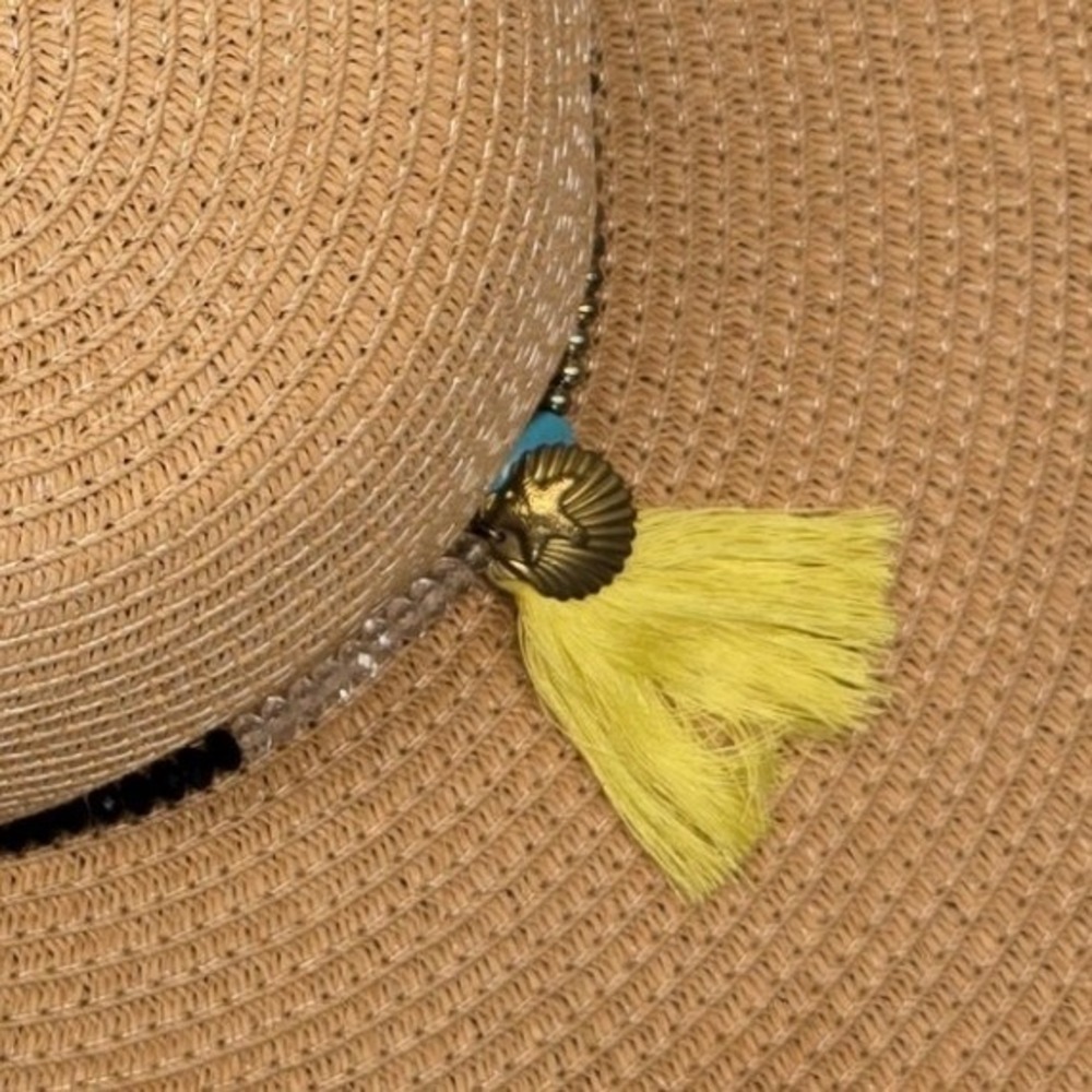 Magid Hats Wide Brim Sun Hat OS Paper Straw Floppy Boho Tassel Beach Resort Wear - Picture 5 of 11